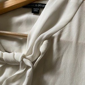 Harlow + Graham White Tie Neck Blouse in great condition